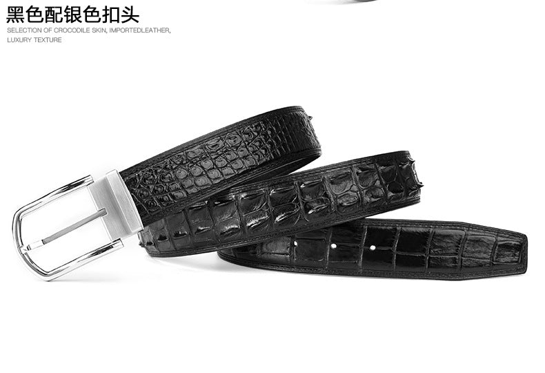 メンズベルト シャムワニの皮 本革製  針バックル  カジュアル ビジネス 高品質 男性ベルト