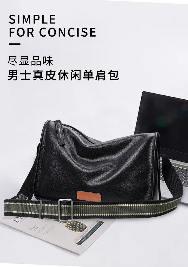 メンズショルダーバッグ 牛皮本革製　ファッション カジュアル通勤斜めがけバッグ