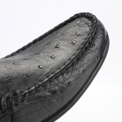 Ostrich skin genuine leather men's leather shoes moccasins business casual shoes 