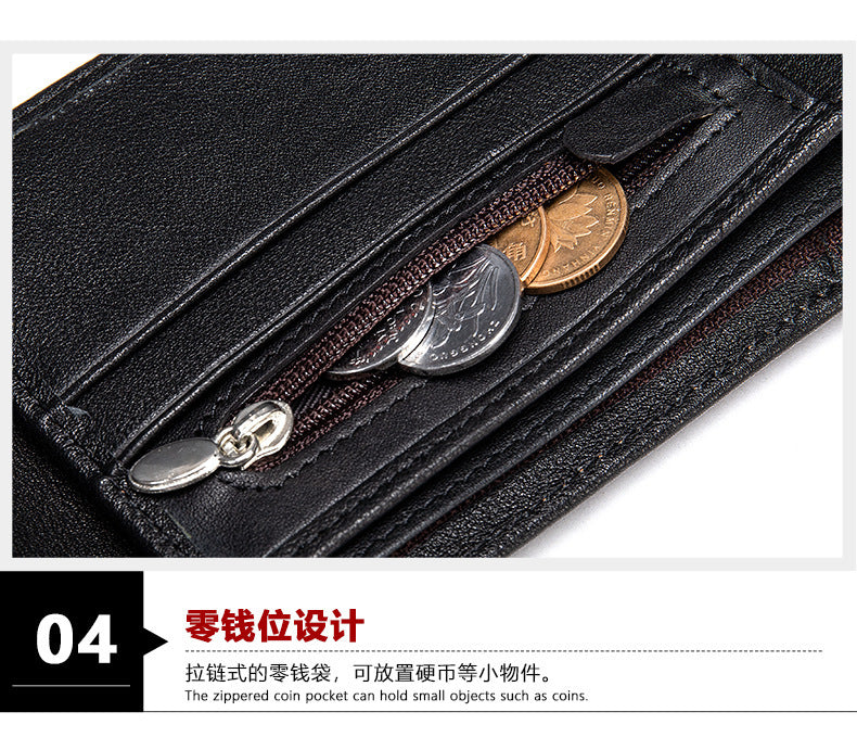 メンズ短財布 牛皮本革製 レトロ 多機能男性用ウォレット