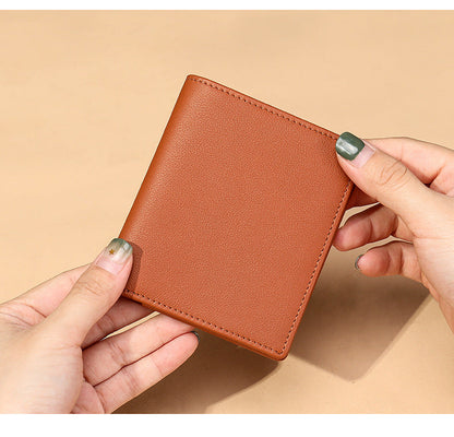Men's short wallet genuine cowhide leather bi-fold retro card bag men's wallet 