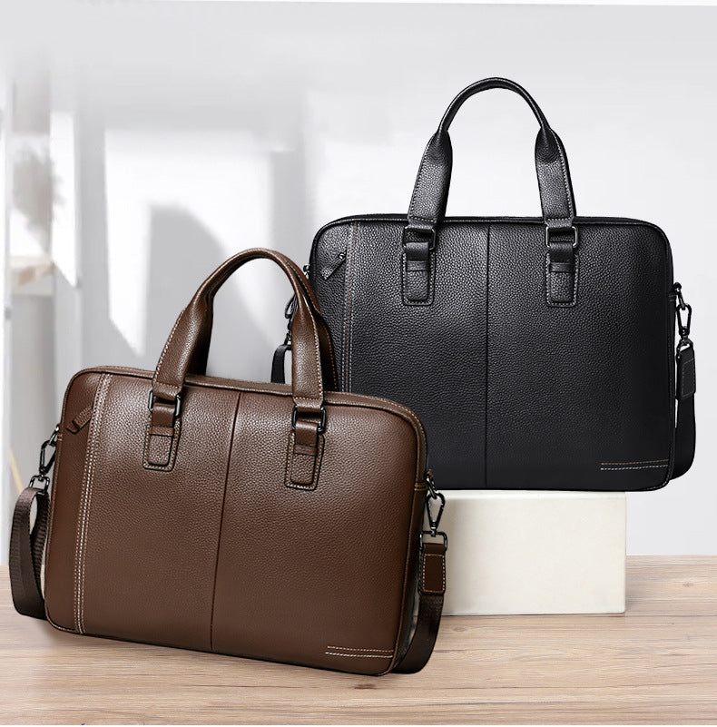 Men's handbag Genuine leather cowhide computer bag Business large capacity briefcase Men's handbag 