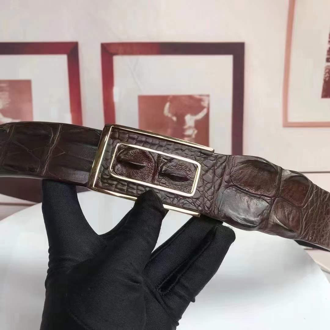 Men's Belt Nile Big Bone Crocodile Skin Genuine Leather Business Casual Width 3.8cm Men's Belt Gift Present 