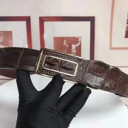 Men's Belt Nile Big Bone Crocodile Skin Genuine Leather Business Casual Width 3.8cm Men's Belt Gift Present 