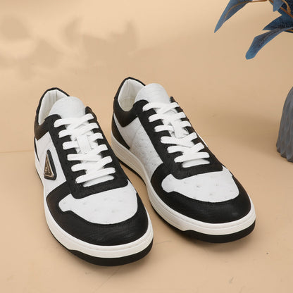 2023 New Ostrich Skin Men's Sneakers Genuine Leather Casual Fashion Men's Shoes 