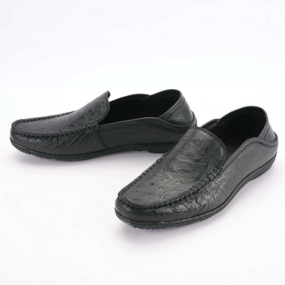 Ostrich skin genuine leather men's leather shoes moccasins business casual shoes 