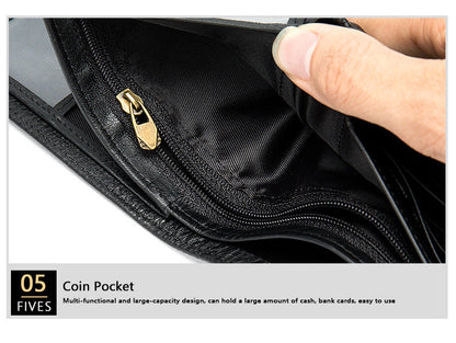Men's wallet cowhide texture lychee pattern card holder business wallet for men 