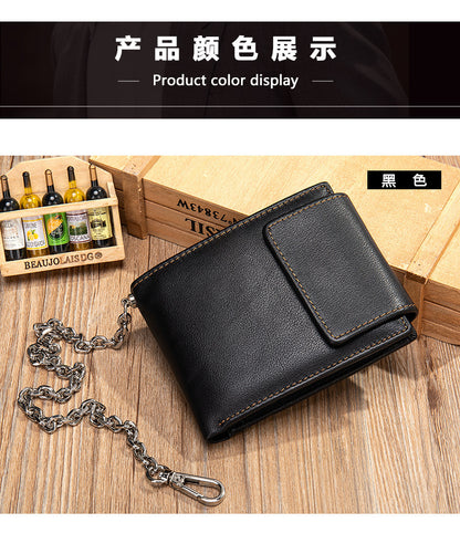 メンズ短財布 牛皮本革製 レトロ 多機能男性用ウォレット