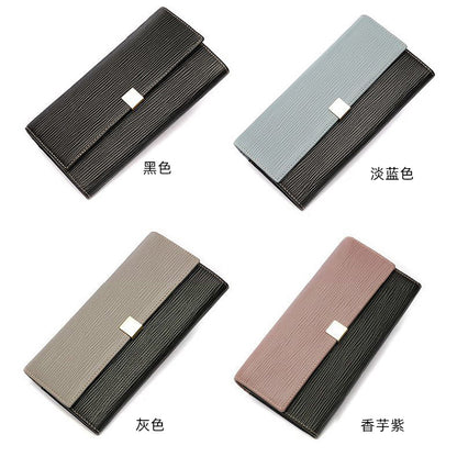 Women's genuine leather long wallet cowhide wallet ripple clutch bag fashion wallet