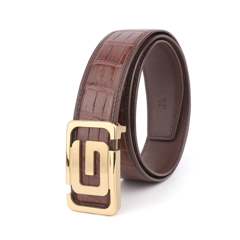 Men's Belt Crocodile Skin Genuine Leather Width 3.8cm Casual Men's Belt 