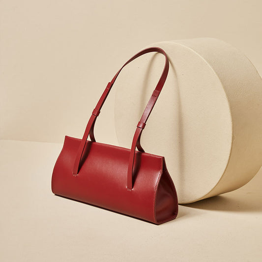Genuine leather women's bag side single shoulder stick bag high quality shoulder bag goes with everything