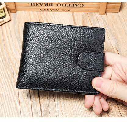 Men's Wallet RFID Genuine Cowhide Leather Card Holder Coin Casual Retro Large Capacity Clutch Bag 