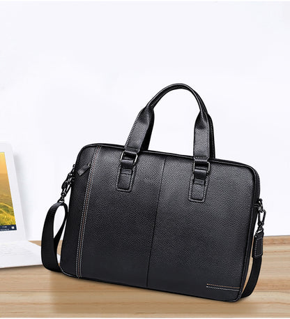 Men's handbag Genuine leather cowhide computer bag Business large capacity briefcase Men's handbag 