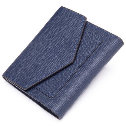 Men's short wallet, genuine cowhide leather, casual lychee pattern, coin, card bag, unisex wallet 