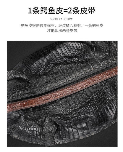 Men's Belt Siamese Crocodile Skin Genuine Leather Smooth Buckle Business Casual Men's Belt 