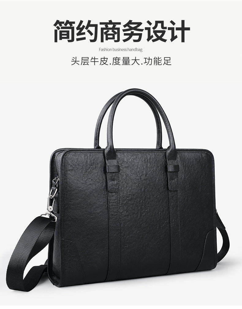 Men's handbag, genuine cowhide leather, handbag, crossbody bag, large capacity computer briefcase 