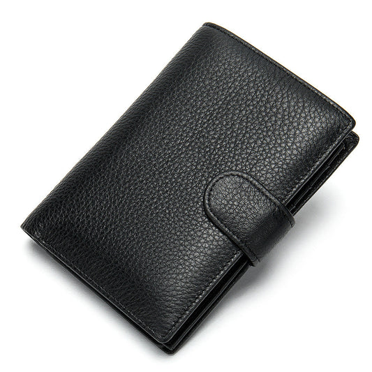 Men's wallet cowhide texture lychee pattern card holder business wallet for men 