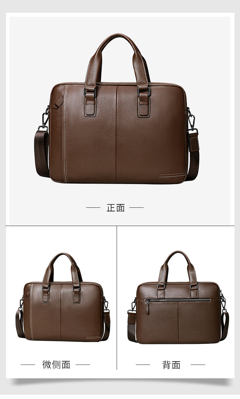 Men's handbag Genuine leather cowhide computer bag Business large capacity briefcase Men's handbag 
