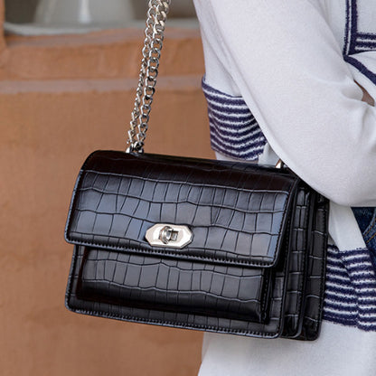 Genuine leather women's bag Stylish chain bag Shoulder bag Luxury textured armpit bag that goes with anything