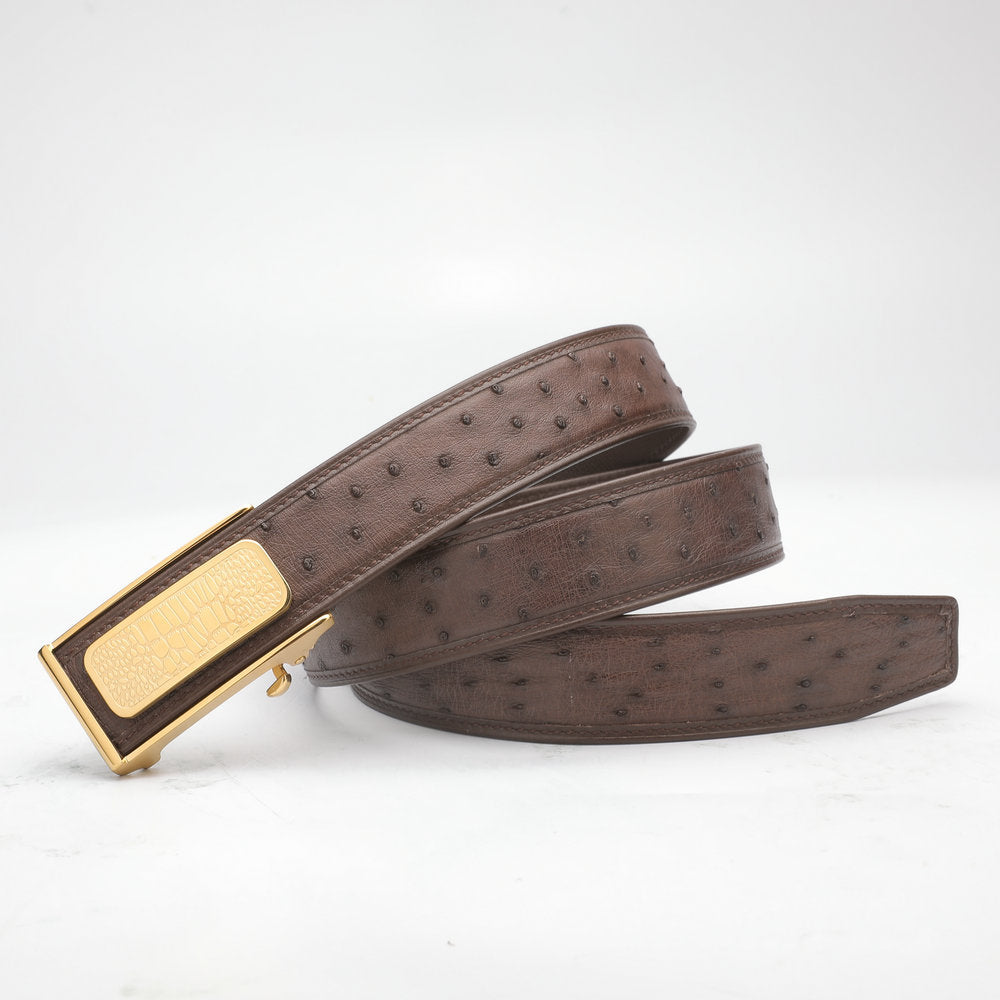 Men's Belt Automatic Buckle Ostrich Skin Genuine Leather Business Casual Men Belt 