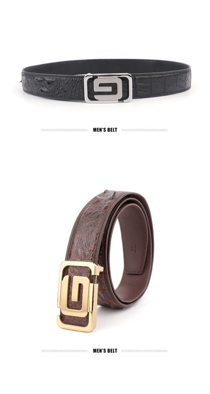 Men's Belt Crocodile Skin Genuine Leather Width 3.8cm Casual Men's Belt 