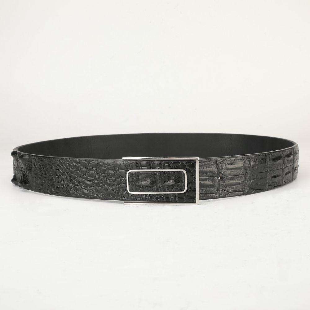 Men's Belt Nile Big Bone Crocodile Skin Genuine Leather Business Casual Width 3.8cm Men's Belt Gift Present 