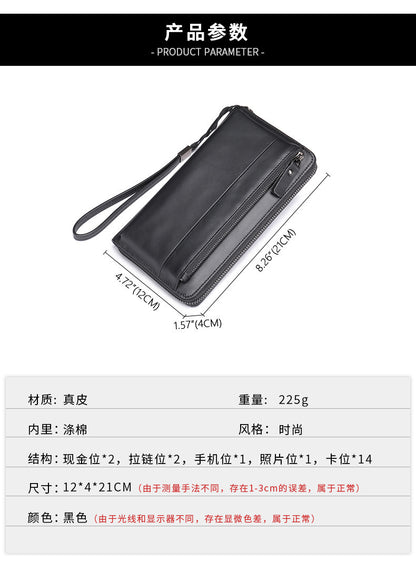 メンズ財布  牛皮本革製 クラッチバッグ 大容量 カード入れ 男性用手首バッグ