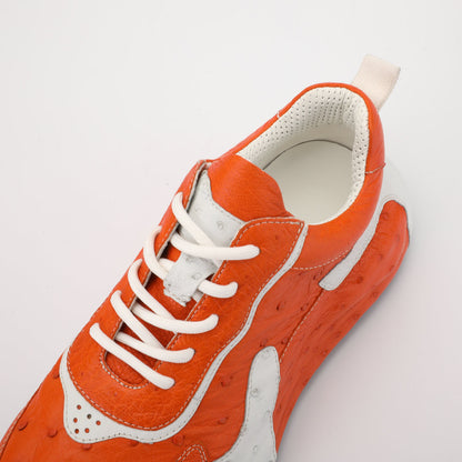 Men's Shoes Made of Ostrich Skin Genuine Leather Men's Shoes In-Heel Anti-Slip Fashion Casual Sneakers 