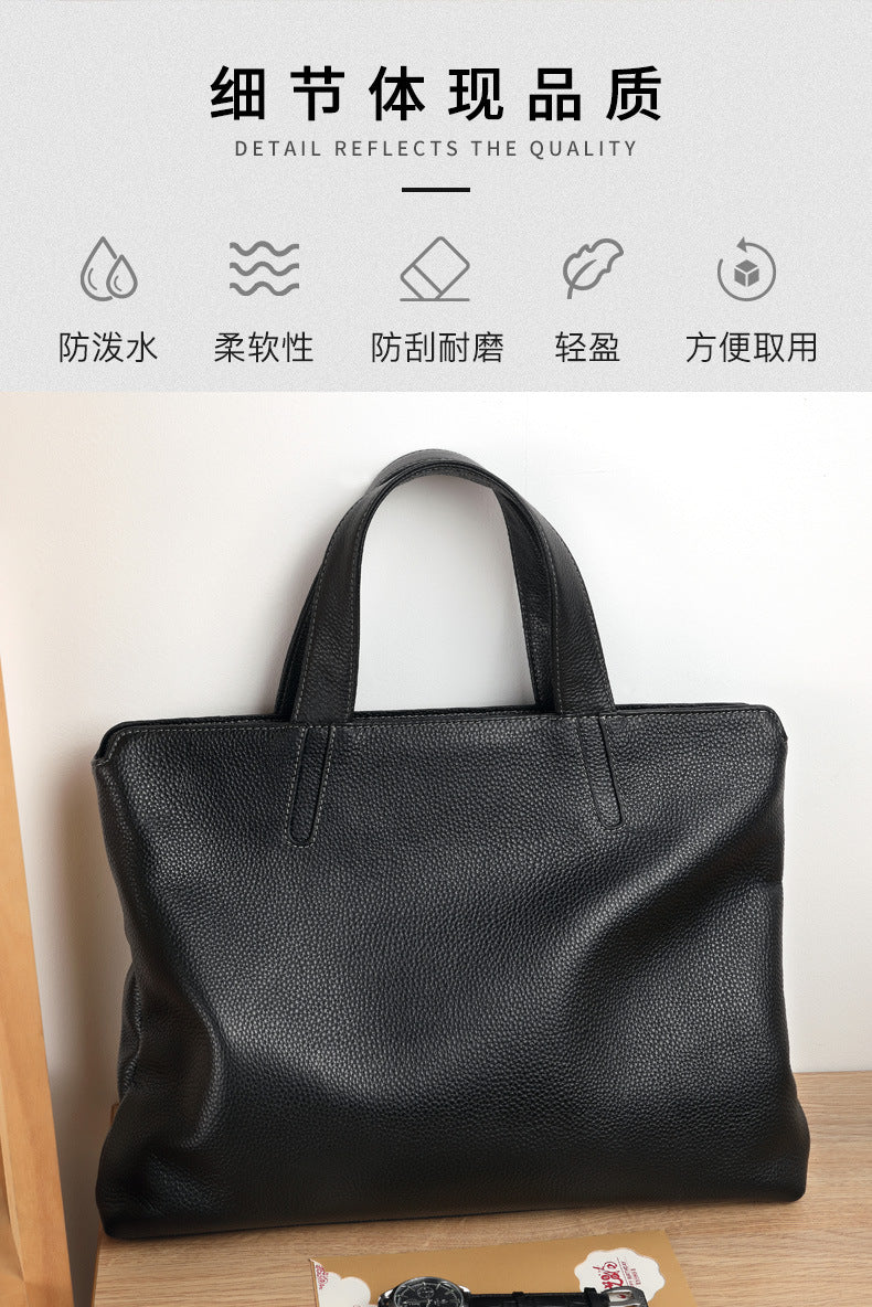 Men's handbag genuine cowhide leather business casual large capacity briefcase handbag 