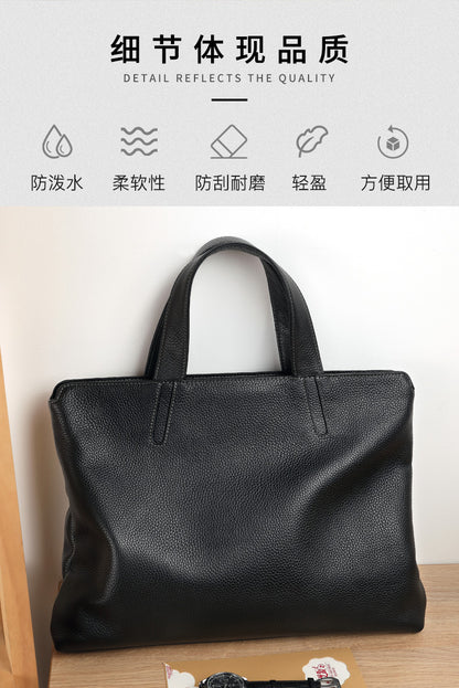 Men's handbag genuine cowhide leather business casual large capacity briefcase handbag 