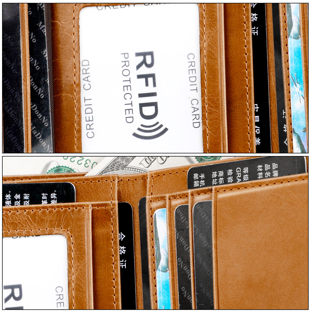 メンズ 財布 牛皮本革製 RFID 盗難防止ブラシ大容量多機能男性用ウォレット