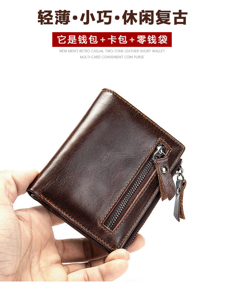 メンズ 短財布  高品質 レトロ 男性用カードバッグ ウォレット