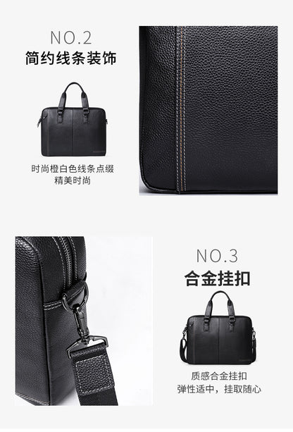 Men's handbag Genuine leather cowhide computer bag Business large capacity briefcase Men's handbag 