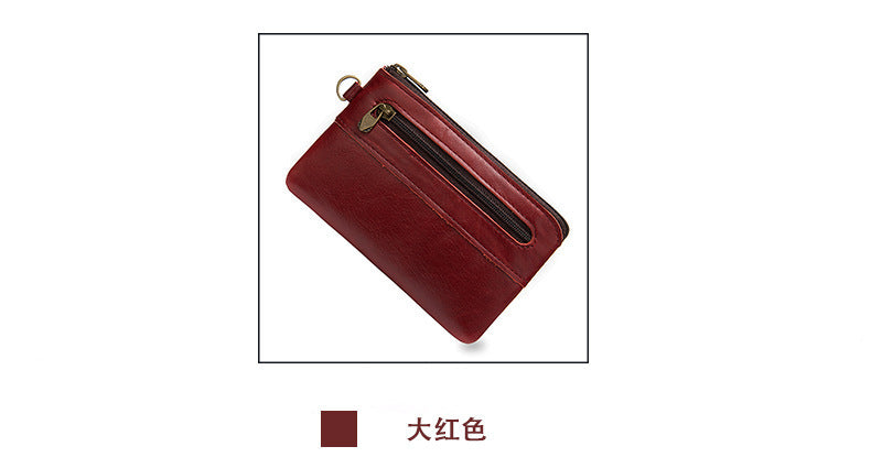 Men's Wallet Cow Leather Retro Casual Zipper Large Capacity Men's Wallet Coin Bag 
