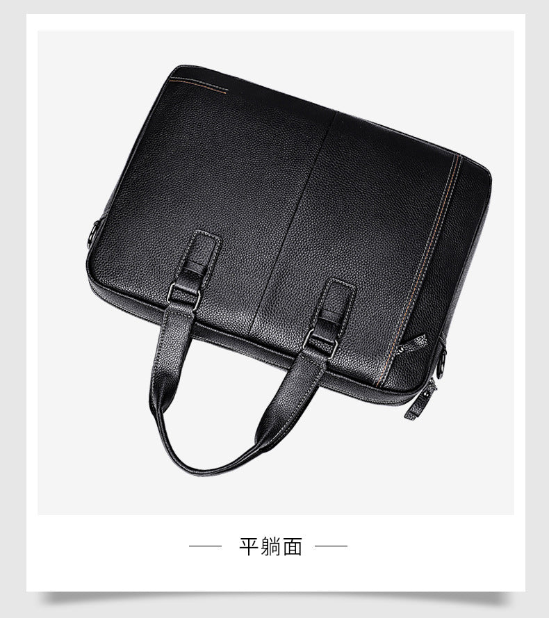 Men's handbag Genuine leather cowhide computer bag Business large capacity briefcase Men's handbag 