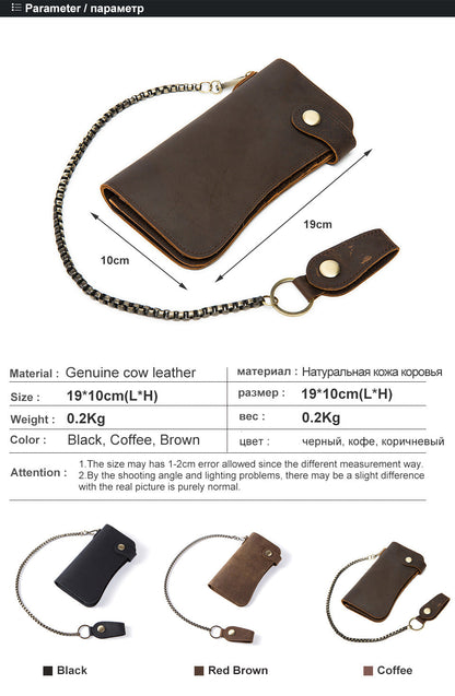 Men's Wallet Cow Leather Fashion Personality Zipper Clutch Bag Men's Card Bag Handbag 