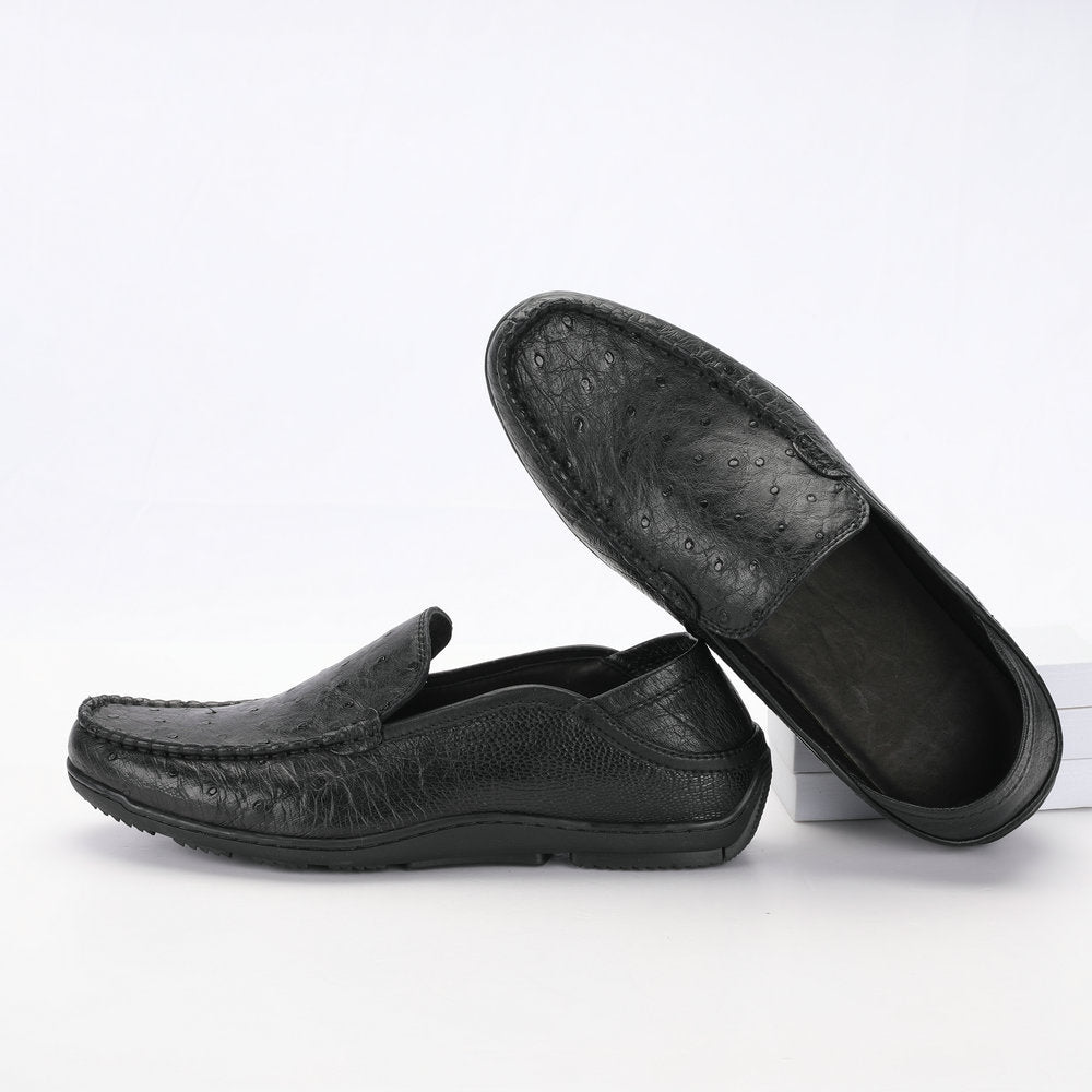 Ostrich skin genuine leather men's leather shoes moccasins business casual shoes 