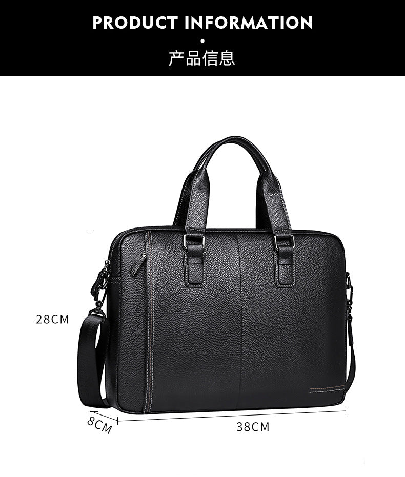 Men's handbag Genuine leather cowhide computer bag Business large capacity briefcase Men's handbag 