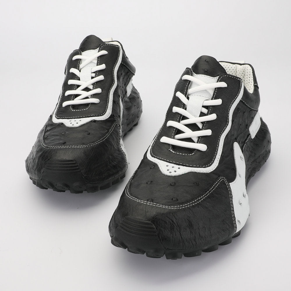 Men's Shoes Made of Ostrich Skin Genuine Leather Men's Shoes In-Heel Anti-Slip Fashion Casual Sneakers 