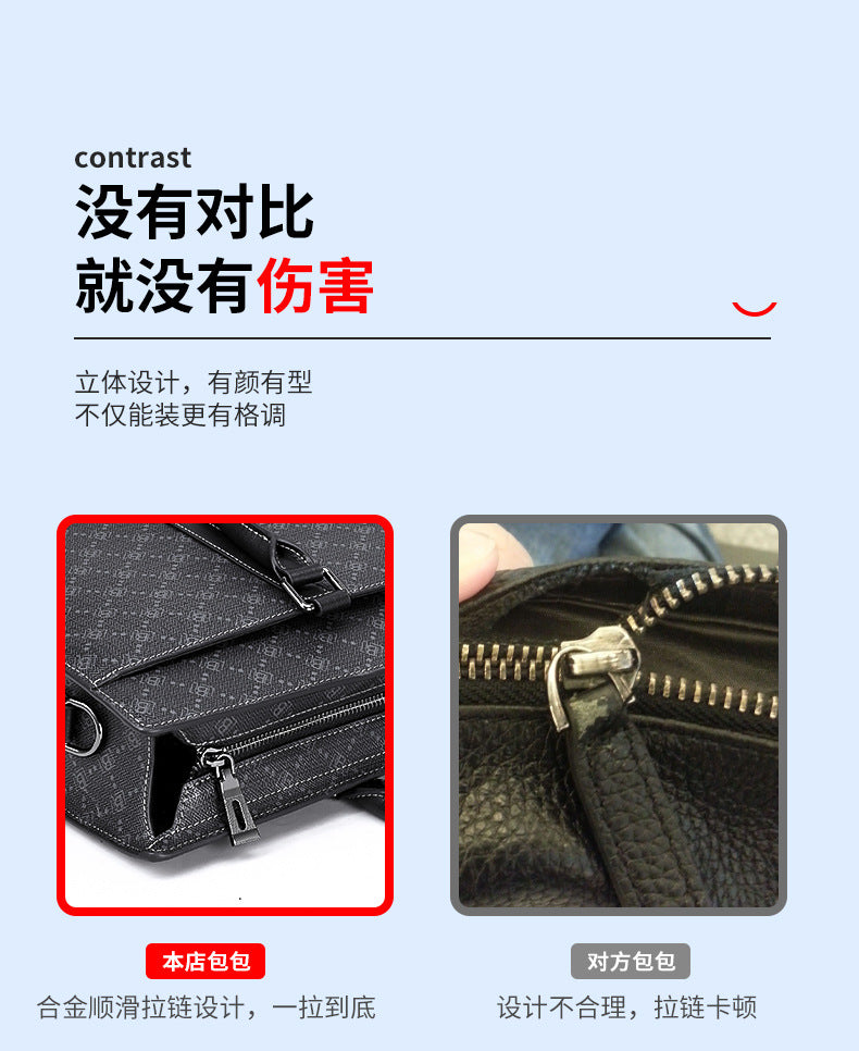 Men's Briefcase Simple Fashion Large Capacity Handbag Business Casual Handbag Crossbody Shoulder Bag 