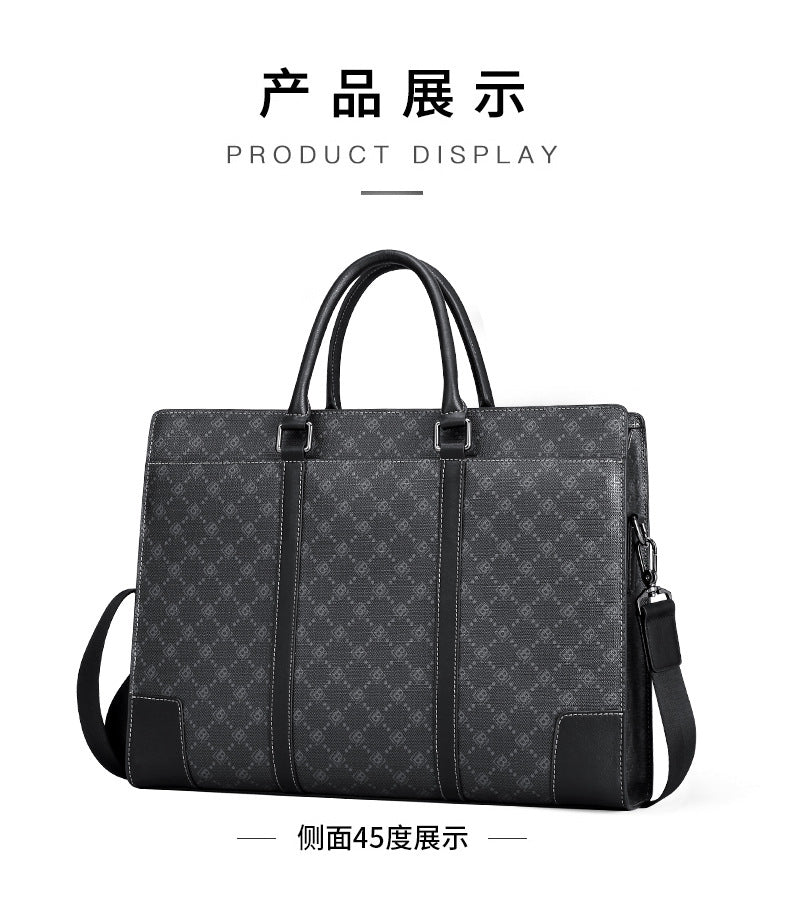 Men's Briefcase Simple Fashion Large Capacity Handbag Business Casual Handbag Crossbody Shoulder Bag 