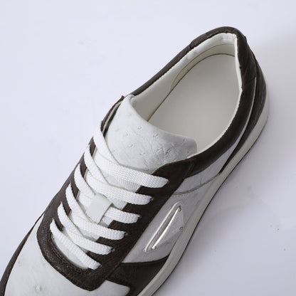 2023 New Ostrich Skin Men's Sneakers Genuine Leather Casual Fashion Men's Shoes 