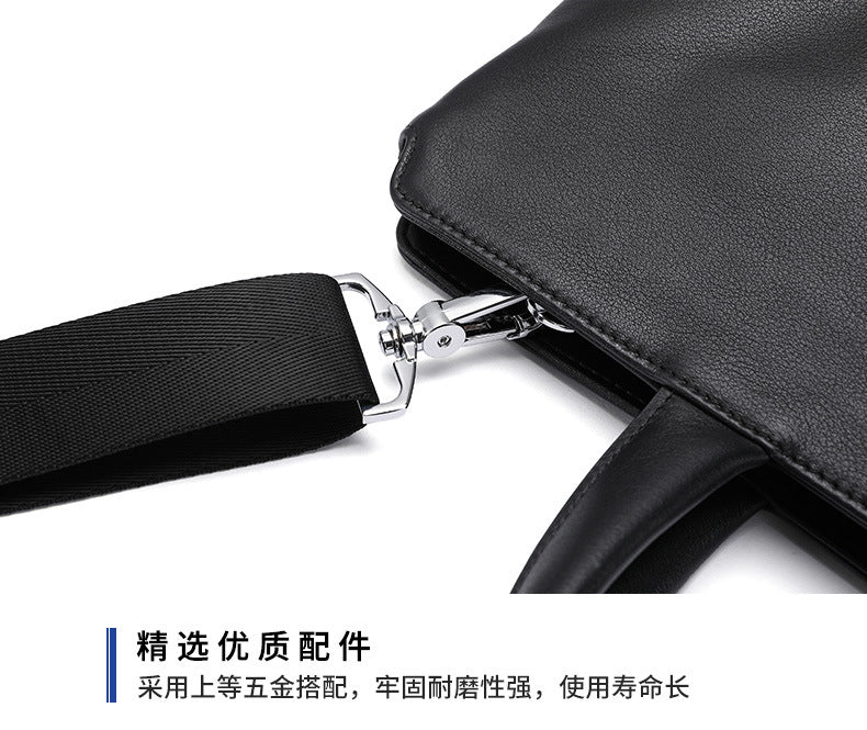 Men's Handbag Genuine Cow Leather Computer Bag Large Capacity Briefcase for Business Trips 
