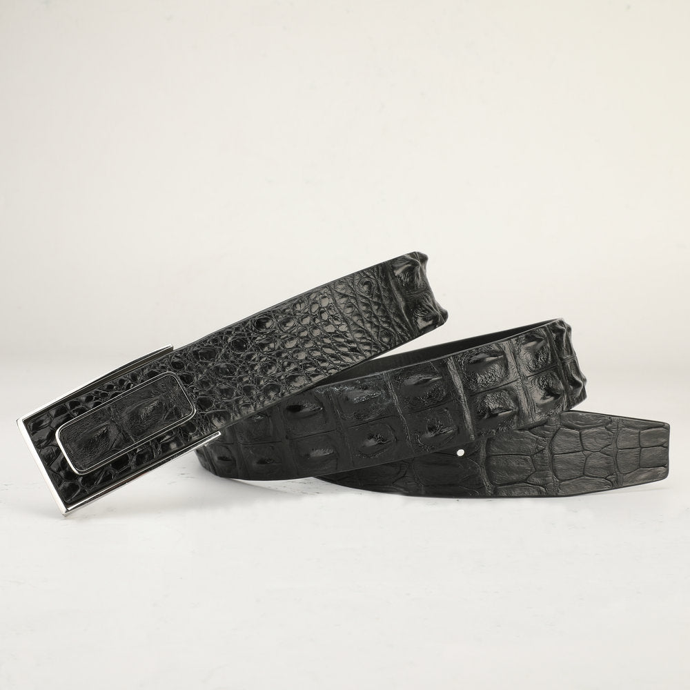 Men's Belt Nile Big Bone Crocodile Spine Genuine Leather Smooth Buckle Business Casual High Quality Men's Belt 