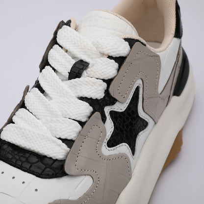 Men's Crocodile Belly Skin Casual Shoes, Genuine Leather, Fashion, Thick Sole, Anti-Slip Sneakers, Men's Sports Shoes 
