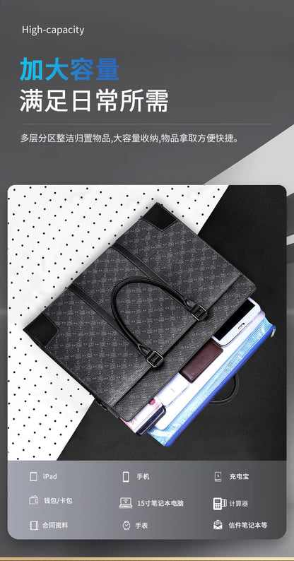 Men's Briefcase Simple Fashion Large Capacity Handbag Business Casual Handbag Crossbody Shoulder Bag 