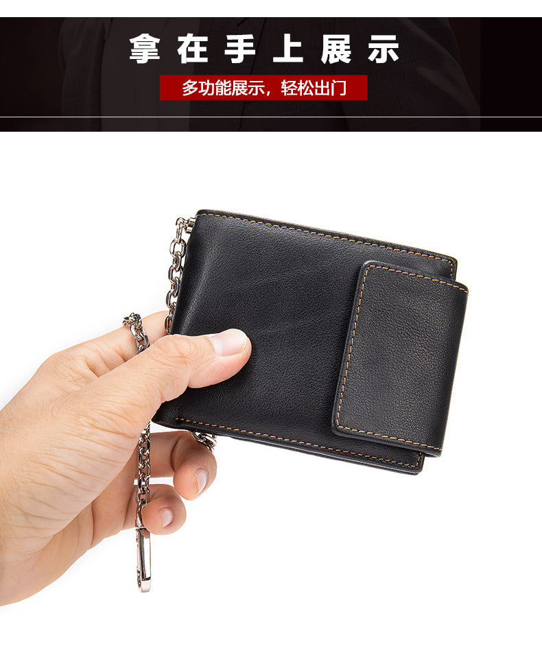 メンズ短財布 牛皮本革製 レトロ 多機能男性用ウォレット