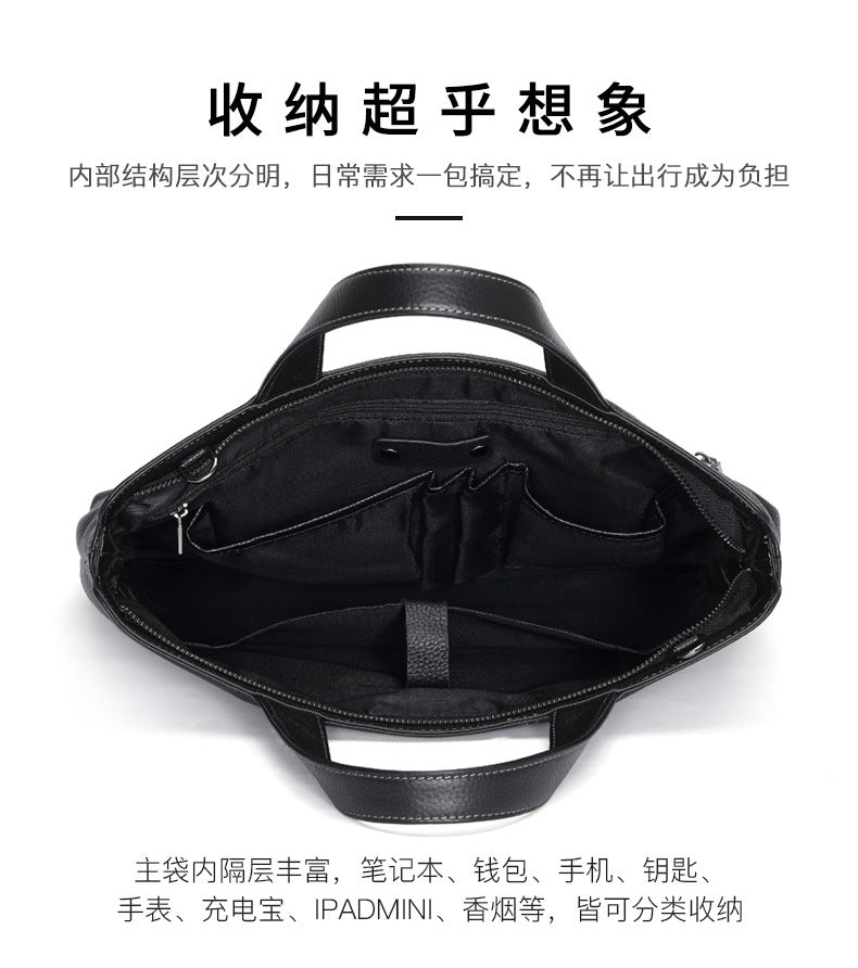 Men's handbag genuine cowhide leather business casual large capacity briefcase handbag 