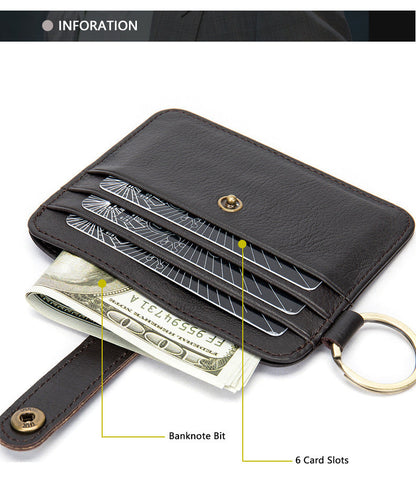 Men's wallet cowhide thin coin card holder casual card bag for men 