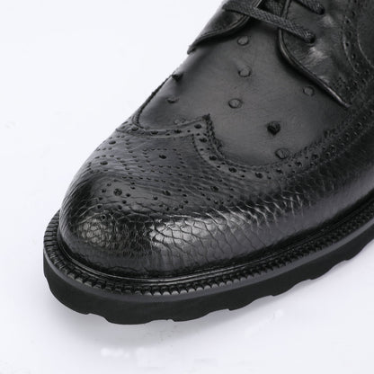 Ostrich skin genuine leather men's leather shoes Excellent breathability Men's business shoes 